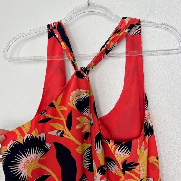 J Crew Coral Floral Twist Back Sleeveless Silk Dress Womens 8 - Picture 3 of 8